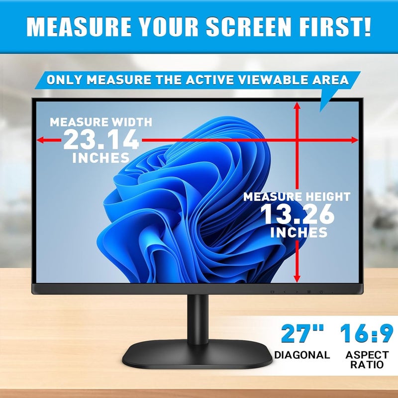 pys 2-Pack 27 Inch Blue Light Screen Protector for Monitor – 16:9 Removable Anti-Blue Light Filter, Eye Strain Relief, UV Protection Film for Computer Monitors - Image 2